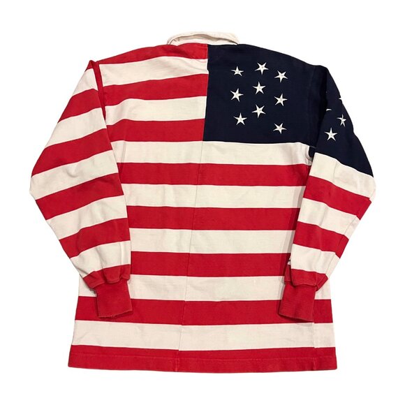 Vintage Barbarian Rugby Wear Men’s XL Polo Shirt US American Flag Heavy Cotton - Picture 2 of 4